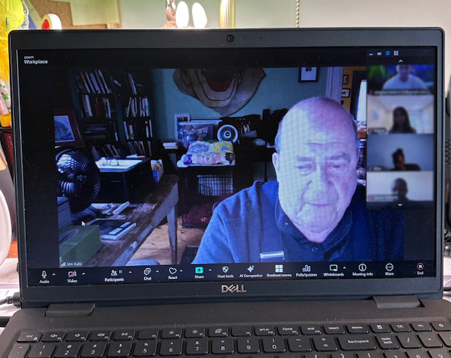 Author Jon Katz speaking to Leigh Smith's ELL Class